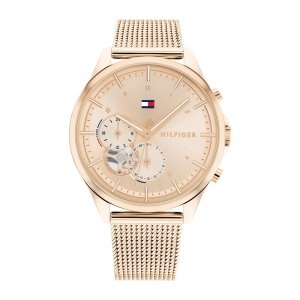 promo Tommy Hilfiger Montre Analogique Multifunction à Quartz pour femme avec Bracelet milanais en acier inoxydable couleur or rose clair - 1782486