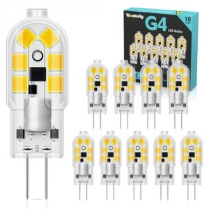 promo Ampoule G4 LED 2W, Equivalent 20W Halogène Lampe, AC/DC 12V Ampoules LED, 200LM Blanc Chaud 6000K, Sans Scintillement Non-Dimmable, Ampoule Economie d'énergie pour l'éclairage de la Maison, 10 Unité
