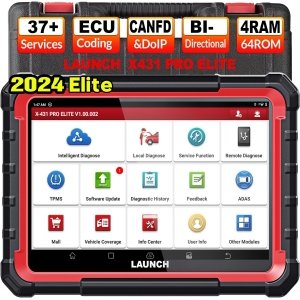 promo 2024 Launch X431 Pro Elite OBD2 Valise Diagnostic Auto, Bi-directionnel, Codage en Ligne de l'ECU, Diagnostic Complet du système,37+ Services de réinitialisation,CANFD DOIP,FCA,Programme de clé