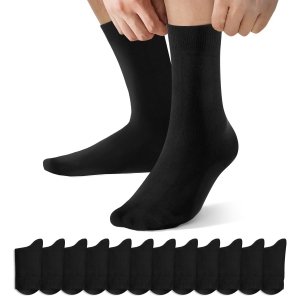 promo NUOZA Chaussettes Homme 43-46 (Lot de 12),Chaussettes Classiques Noir,Chaussette pour Hommes Femmes Adaptées au Décontracté,Travail,Socquettes Homme 43-46,Fabriqué en Coton