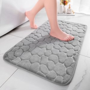 promo Chakme Tapis de bain en mousse à mémoire de forme, absorbant, antidérapant, pour décoration de douche, paillasson, salle de bain et salon, 50 x 80 cm, gris clair