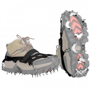 promo BLUEVER Crampons, 32 Dents Ice Traction Anti-Slip Snow Grips pour Bottes Chaussures pour la Marche, la randonnée, l'escalade, la pêche et l'alpinisme