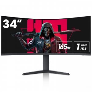 promo KOORUI Écran PC Gaming Incurvé 34 Pouces 165Hz, Moniteur PC WQHD 3440x1440, 1000R, 1MS, VA, DCI-P3 90%, Adaptive Sync, 2xHDMI 100Hz & Display Port 165Hz, VESA 75 * 75mm