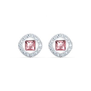 promo Swarovski Boucles d'oreilles carrées Angelic Square, cristaux brillants et métal rhodié, rose foncé