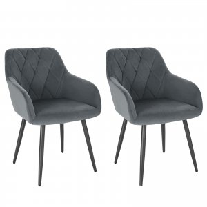 promo WOLTU Chaises Salle à Manger, Fauteuil Salon, Chaise Scandinave, Chaise de Cuisine en Velours, Assis Rembourré avec Accoudoirs et Dossier, Pieds en Métal, Gris Foncé, BH352dgr-2