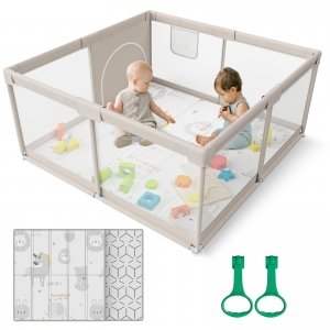 promo ZEEBABA Parc Bébé, Avec Tapis 120x120, modulable, pliable, grand parc pour enfant en bas âge, avec matelas, pour la maison