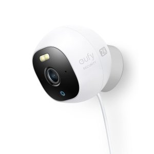 promo eufy Security Solo Outdoor Cam E220, Caméra de Sécurité Extérieure Filaire Tout-en-Un Résolution 2K, Projecteur, Vision Nocturne en Couleur, sans Frais Mensuels, Résistance aux Intempéries IP67