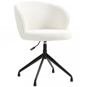 promo HOMCOM Chaise de Bureau Ergonomique, Fauteuil de Bureau, siège pivotant, Hauteur réglable, capacité 120 kg, siège de Bureau, revêtement Tissu Bouclette pour Salon, Chambre, Bureau, Blanc