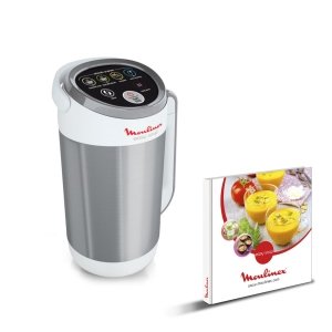 promo Moulinex Blender chauffant, 1000 W, Capacité 1.2 L, 5 programmes automatiques, Double paroi, Soupe, Velouté, Compote, Smoothie, Maintien au Chaud, Easy Soup silver LM841110