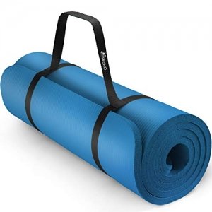 promo TRESKO Tapis d'exercice Fitness Yoga Pilates Gym, 185 x 60 cm, en Mousse NBR (Bleu, 185 x 60 x 1,0cm)