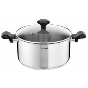 promo Tefal Comfort Max Faitout 24 cm + couvercle verre, Induction, Inox haute qualité, Poignées thermo-isolées, Garantie 10 ans C9734604