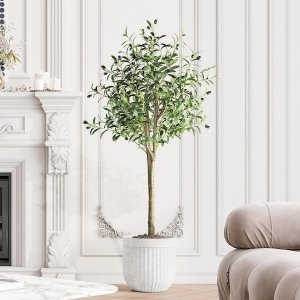 promo YOLEO Olivier Artificiel 150 cm Plantes Artificielles Interieur Fausse Plante Verte Décoration pour Intérieur Extérieur Maison Chambre Salon Balcon Cour Jardin