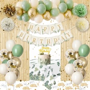 promo Decoration Anniversaire Vert, Ballons Anniversaire Vert Avocat Or, Banderole Joyeux Anniversaire, Anniversaire Décorations Ballon Vert, Deco Table Anniversaire pour Homme Garcon Fille Femme