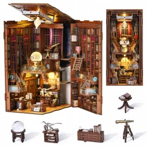 promo MiniCity Book Nook Kit - DIY Maison de poupée Miniature - Kit Booknook - Puzzle 3D en Bois - Serre-Livres - Décoration avec lumière LED - pour Adolescents et Adultes (Beyond Library)