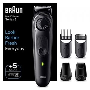 promo Braun Tondeuse À Barbe Series 5 BT5430, Tondeuse Pour Hommes Avec Outils De Stylisation, 100 Minutes D’autonomie
