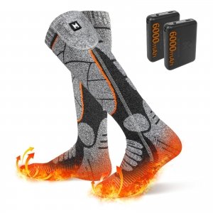 promo Chaussettes Chauffantes, 6000mAh Chaussettes Chauffantes USB Rechargeables Électriques pour Hommes Femmes, 3 Niveaux Chauffage Chaussettes d'hiver Coton pour Sports (2024 DE, 39-45)