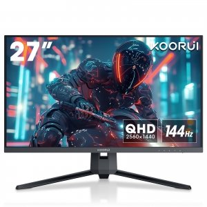 promo KOORUI Ecran Gaming 27 Pouces QHD 144 Hz, 1ms, DCI-P3 90% Ecran Gamer, Adaptive Sync G-Sync écrans PC, 2560x1440, HDMI, DisplayPort