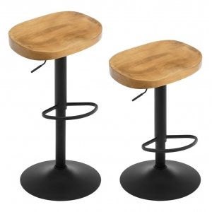 promo WOLTU Tabouret Bar, Lot de 2, Tabouret de Bar en Bois, Chaise de Bar, Tabouret Haut, Cadre en Métal, Réglable en Hauteur, Pivotant à 360°, avec Repose-Pieds, Industriel, Chêne foncé, BH413dc-2