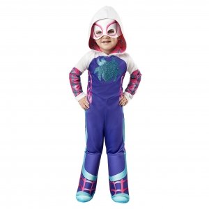 promo RUBIES - Marvel Officiel - Déguisement Luxe SPIDEY et Ghost SPIDEY Enfant - Taille 2 à 4 ans - Costume Spidey et ses amis extraordinaires avec Combinaison + Couvre Bottes Rembourrés + Masque en Mousse