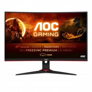 promo AOC Écran gaming C27G2ZE 68 cm (27 pouces) (FHD, HDMI, DisplayPort, hub USB, FreeSync, temps de réponse 0,5 ms (MPRT), 240 Hz, 1920 x 1080) noir/rouge