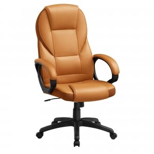 promo SONGMICS Chaise Ergonomique, Fauteuil Gamer, Siège Gaming Pivotant, Hauteur Réglable, pour Bureau, Télétravail, avec Roulettes, Marron Caramel OBG022K01, Polyuréthane, 7370(112-122) cm