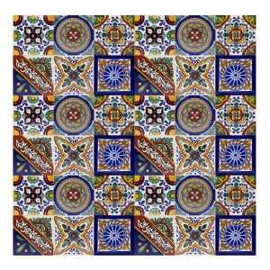 promo Cerames Carrelage en céramique Mexicaine Ramon - 30 carrelage mural mexicains décoratifs pour la salle de bain, la cuisine, la douche | Carreaux de mosaïque en céramique 10,5x10,5 cm