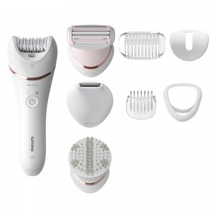 promo Philips Series 8000 - Epilateur Wet & Dry sans fil pour les jambes et le corps, avec 8 accessoires, rasoir, tondeuse et embout exfoliant pour le corps, (modèle BRE735/00)