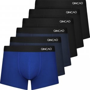 promo QINCAO Boxers Homme Lot de 6 Coton sous-vêtement Fitted Trunk Caleçons Ultra Doux Confortale,Noir ×3 + Bleu Foncé ×2 + Bleu Marine ×1,XL