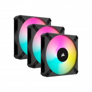 promo Corsair iCUE AF120 RGB ELITE 120mm PWM Kit de Trois Ventilateurs - Huit LED RGB Par Ventilateur - Technologie AirGuide - Palier Fluid Dynamic - Contrôleur iCUE Lighting Node CORE Inclus - Noir