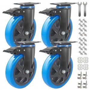 promo IQWTU Roulettes pour Meubles 150MM, Lot de 4 Roulettes Pivotantes Pour Meubles avec Frein, Double Roulement à Bille Roulettes Charge Lourde Rotation à 360°, Roues Industrielles Jusqu'à 1000KG