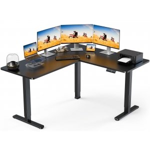 promo ErGear Bureau Assis Debout en L, Bureau Angle 160x40 cm, Bureau Réglable en Hauteur Électrique avec 3 Commandes Mémoire, Bureau Gaming Assis, Debout à Double Moteur pour Bureau à Domicile, Noir