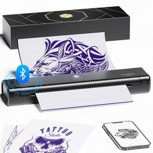 promo Phomemo TP81 Thermocopieur Tatouage, Imprimante Thermique A4 de Tatouage Imprimante Stencil Tatouage Facile à Utiliser pour 10 Feuilles Papier Transfert de Pochoir Compatible avec iOS, Android et Mac