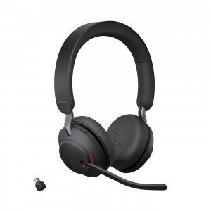 promo Jabra Evolve2 65 Casque PC Sans Fil - Casque Audio Certifié UC avec Annulation du Bruit et Batterie Longue Durée - Adaptateur Bluetooth USB-C - Noir