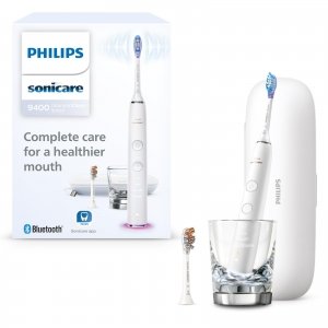 promo Philips Sonicare DiamondClean Smart 9400 - Brosse à dents électrique avec application, capteur de pression, détection de la tête de brosse, blanc, modèle HX9917/88