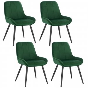 promo WOLTU Lot de 4 Chaises de Salle à Manger, Chaises Relaxantes en Velours, Chaises Scandinaves Ergonomiques avec Dossier pour Salon, Salle de séjour, Cuisine, Chambre à Coucher,Vert foncé, BH331dgn-4