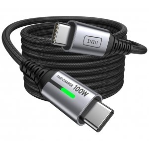 promo INIU Câble USB C, 2m 100W PD 5A Cable USB C Charge Rapide QC 4.0 Chargeur Type C Nylon Tressé pour iPhone 16 15 Samsung S23 Ultra iPad Air MacBook Pro Google Pixel 7 Xiaomi Switch PS5 Tablet S8 ECC.