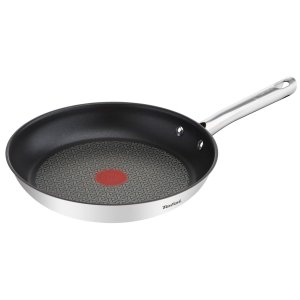 promo Tefal Poêle 28 cm, Induction, Revêtement antiadhésif, Acier inoxydable 18/10, Garantie 10 ans, Base 3 couches, Cuisson saine, Saisie parfaite, Duetto A7040663