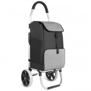 promo Inateck Chariot de Courses Pliable Caddie Course 41L à Grandes Roues Silencieuses, Cadre en Aluminium, Sac Imperméable avec Compartiment Isotherme, Poussette de Marché Noir et Gris