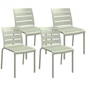 promo Outsunny Lot de 4 chaises de Jardin chaises de Bistro empilables avec Assise et Dossier à Lattes dim. 42L x 54l x 78H cm Vert