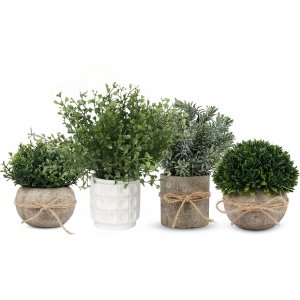 promo YVONNEYI Plantes Artificielles Interieur, 4 Pièces Mini Fausse Plante Interieur pour Decoration Chambre, Plante Artificielle Interieur pour Maison Salle de Bain Bureaux Table Décoration