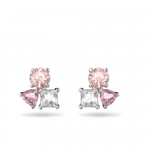 promo Swarovski Boucles d'oreilles percées Attract, clous d'oreilles en métal plaqué rhodium brillant, incolore et rose