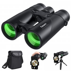 promo Jumelles Adultes Puissante Astronomiques Etanche: Timorn Jumelles Compactes Puissantes Grand Vue avec Adaptateur Téléphonique Trépied - 8x42 HD Jumelle Observation Oiseaux pour Chasse Randonnee