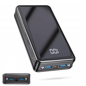 promo PD22.5W Batterie Externe 24000mAh Chargeur Portable Grande Capacité Rapide avec 3 Ports USB Sortie et 3 Entrées et lampe de poche,Power Bank USB C avec Affichage Numérique LED pour iPhone Samsung iPad