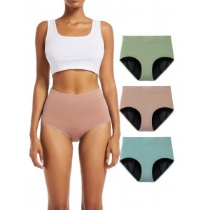 promo TIICHOO Culotte Menstruelle Flux Abondant Femme Taille Haute Absorbante Anti-Fuite Culotte Post Accouchement Lot de 3(XL, Vert Matcha/Vert Turquoise/Or Rose)