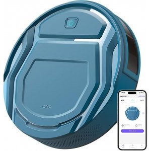 promo OKP Aspirateur Robot, Aspirateurs Robotiques à Forte Aspiration 3000 Pa, Auto-Charge Intelligente, Autonomie de 150 Minutes, Wi-FI/APP/Commande Vocale, pour Les Tapis Sols Durs