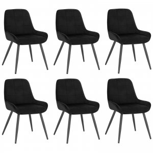 promo WOLTU Lot de 6 Chaises de Salle à Manger, Chaises Relaxantes en Velours, Chaises Scandinaves Ergonomiques avec Dossier pour Salon, Salle de séjour, Cuisine, Chambre à Coucher,Noir, BH331sz-6