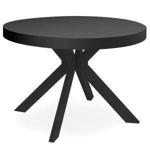 promo Menzzo Myriade Table Extensible, Bois,Métal, Noir, Diamètre 110cmx H75 cm L110 x P160-210-260 x H75cm