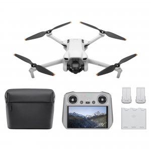 promo DJI Bundle Fly More Mini 3 (DJI RC) – Mini Drone Caméra Léger avec Nacelle à 3 Axes et Vidéo 4K HDR, Trois Batteries pour un Vol de 114 Min, Prise de Vue Verticale, Transmission Vidéo jusqu’à 10 km