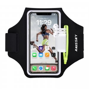 promo Brassard de Sport avec Airpods clé de Voiture Poche Zippée,Brassard de téléphone résistant à l'eau pour iPhone 15/14/14 Pro Max/13 Pro/12 Pro Max/XR/XS Smartphone Running Brassard 6.8\