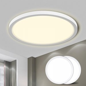 promo LQWELL® Plafonnier LED, Lampe de Salle de Bain Étanche IP44 Ronde Plate 18W 4000K 1600LM Lampe Simple Moderne Mince pour Salon Chambre Cuisine Balcon Couloir Sous-Sol Bureau, 220 * 24mm